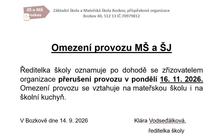 omezení provozu
